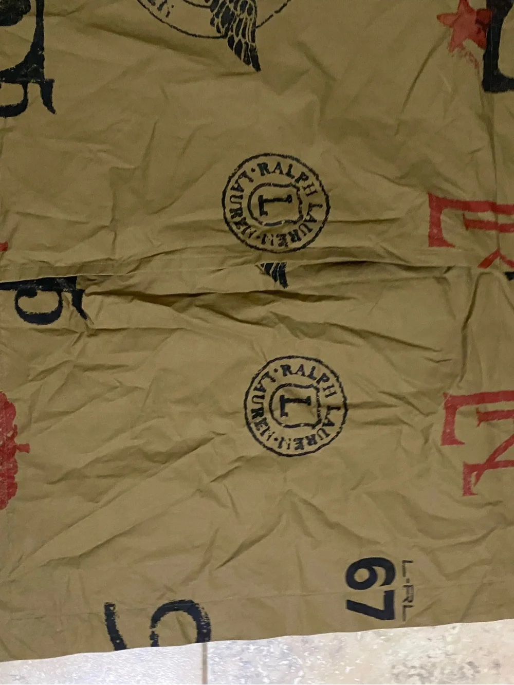 Lauren Ralph Lauren College Varsity Stamp Collection Standard Khaki Pillow Sham